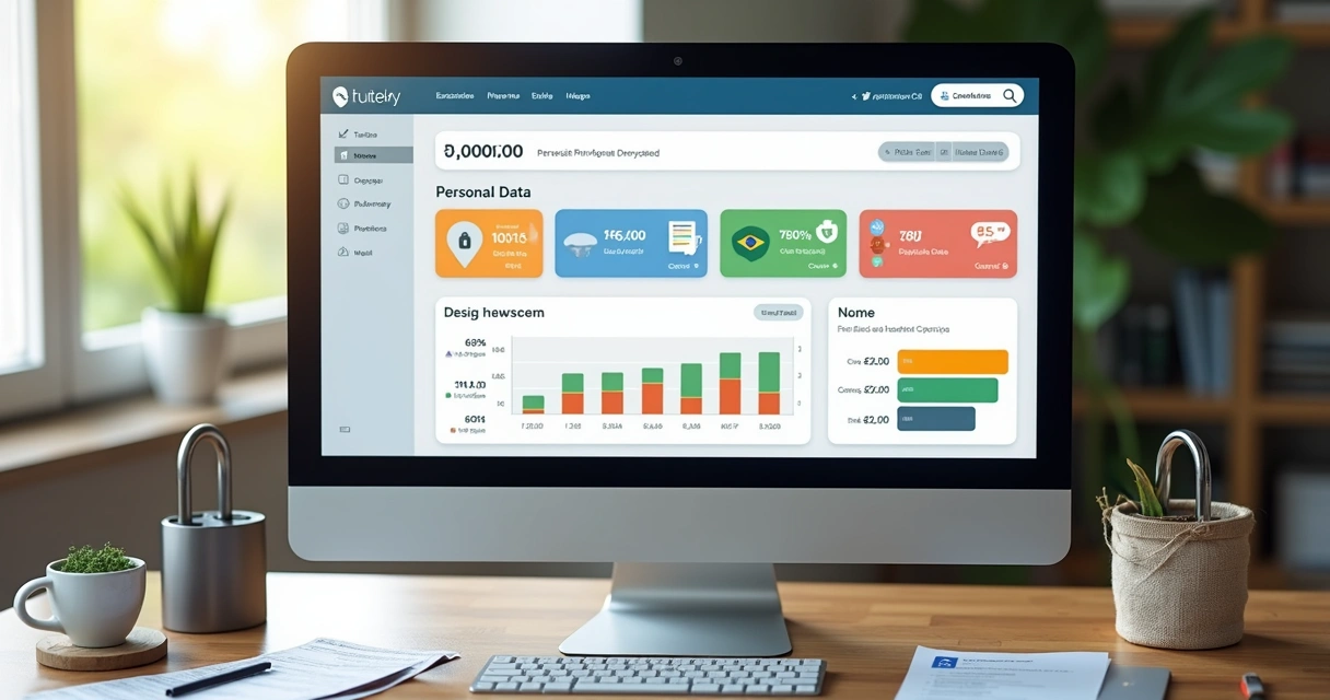 Dashboard mostrando controle financeiro privado e gráficos de despesas 