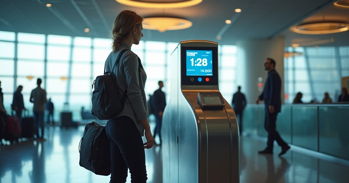 Pessoa conferindo peso de mala na balança do aeroporto 
