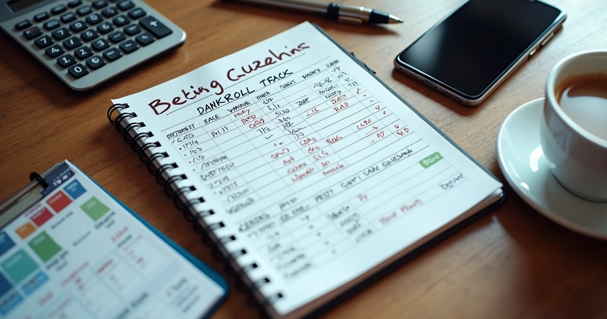 Caderno com gestão de banca e metas de apostas 