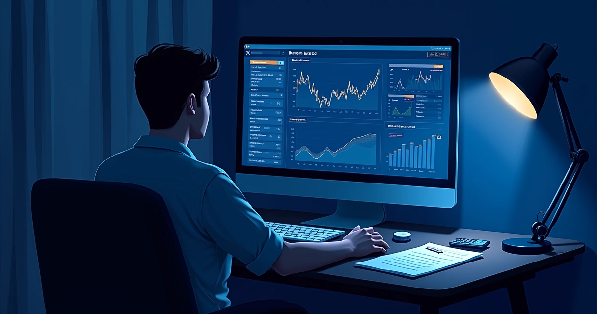 Pessoa analisando saldo de apostas em tela de computador 