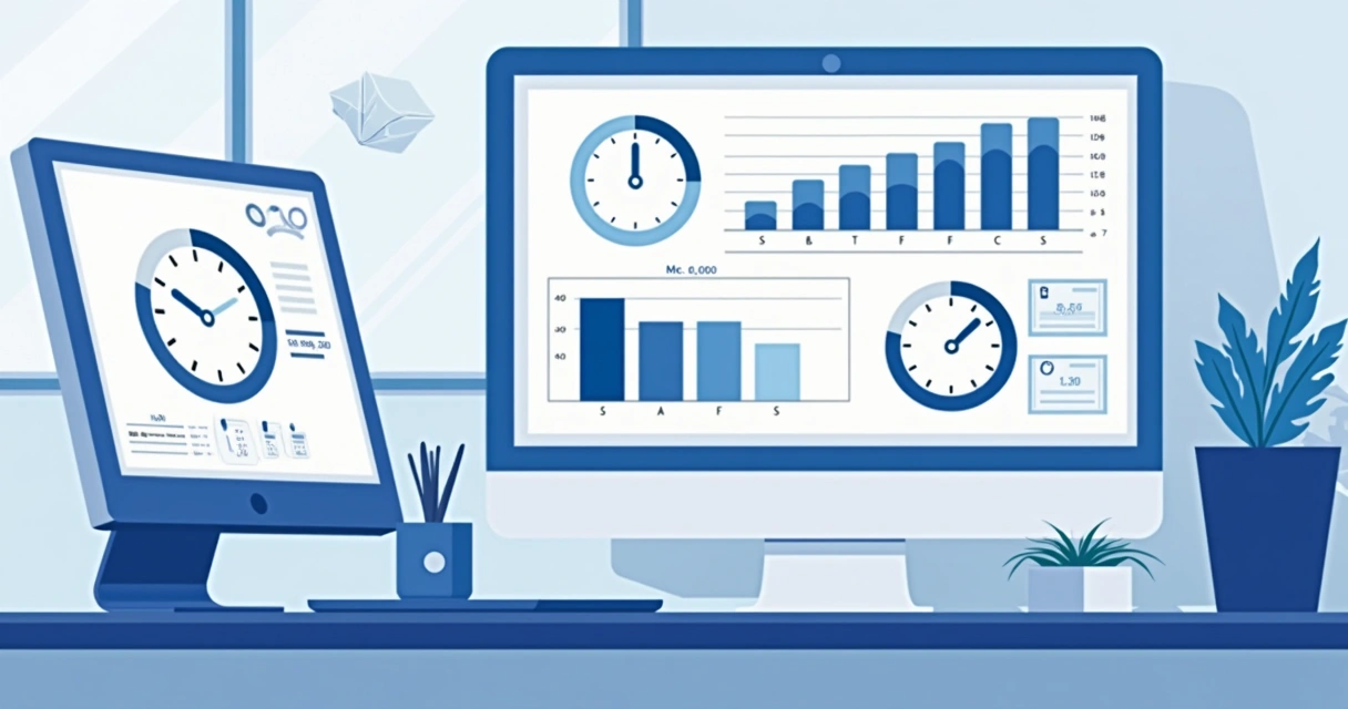 Painel digital com gráficos de controle de banco de horas 