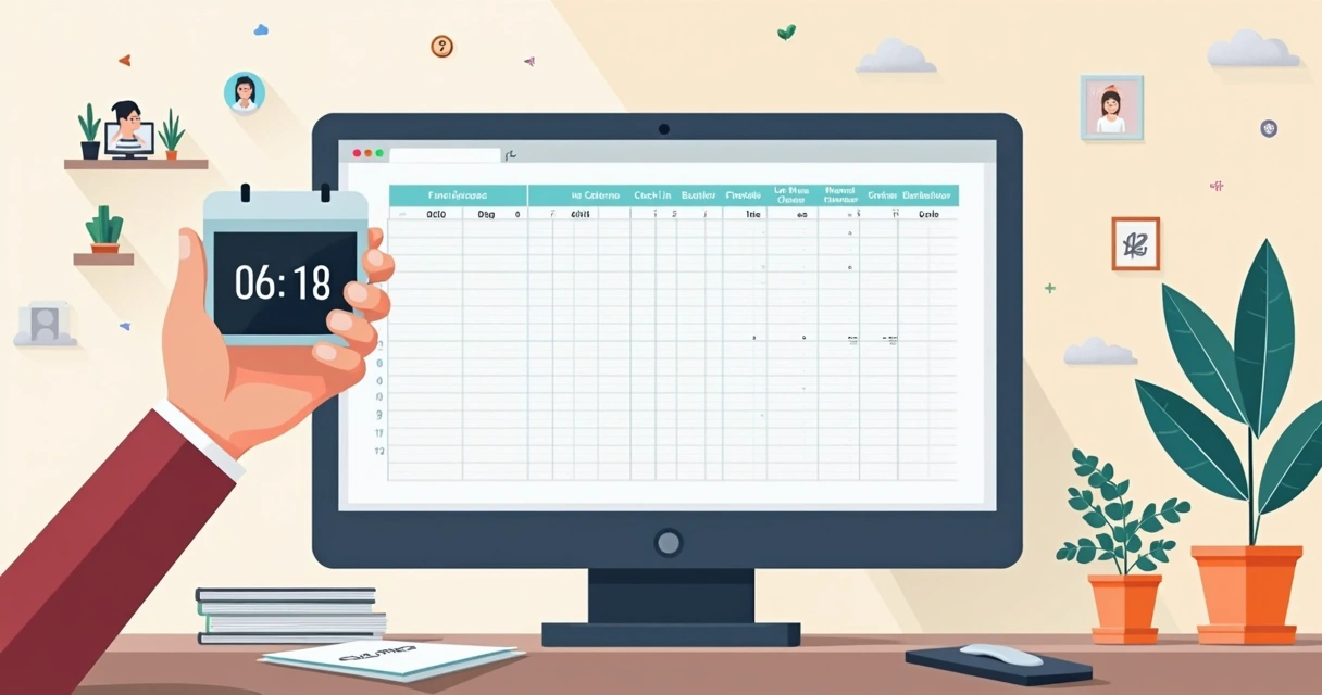 Planilha digital com controle de banco de horas e horários de entrada e saída 