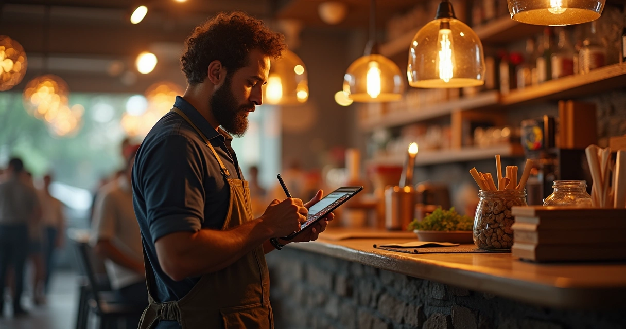 Anotações financeiras e caixa em restaurante de entrega 