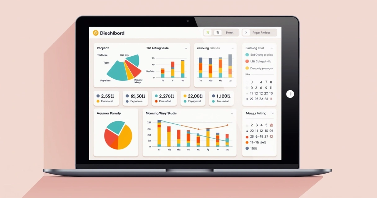 Painel digital para controle financeiro de estúdio de depilação, exibindo receitas, despesas e metas atingidas. 