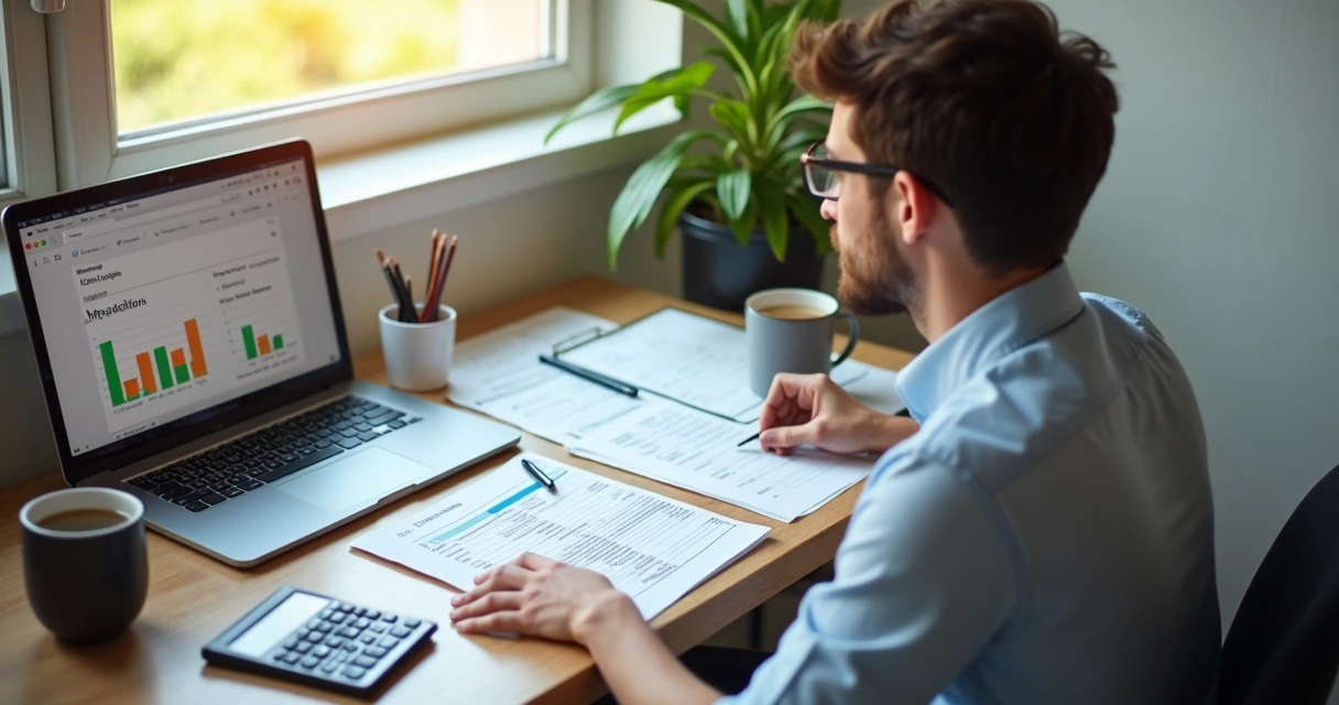 Pessoa usando planilha para controle financeiro de MEI