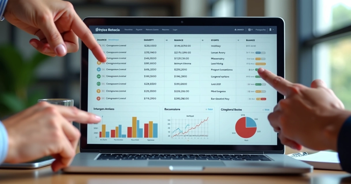 Painel com saldos de caixas de várias lojas diferentes 