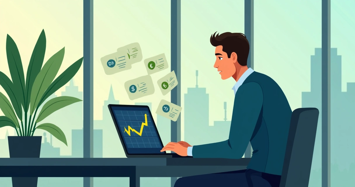 Empreendedor brasileiro analisando gráficos de câmbio digital em tela ampla 