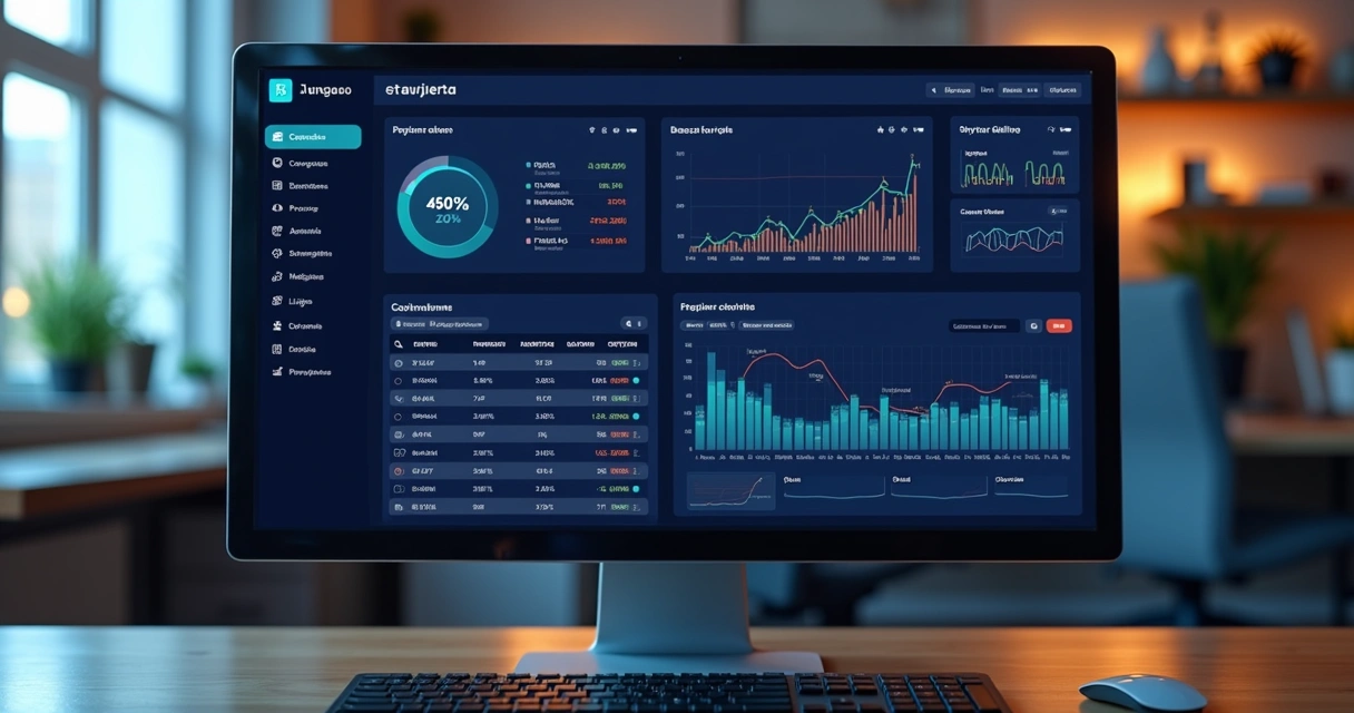 Tela de computador exibindo dashboard de compliance para casas de apostas com gráficos, alertas e perfis de clientes 