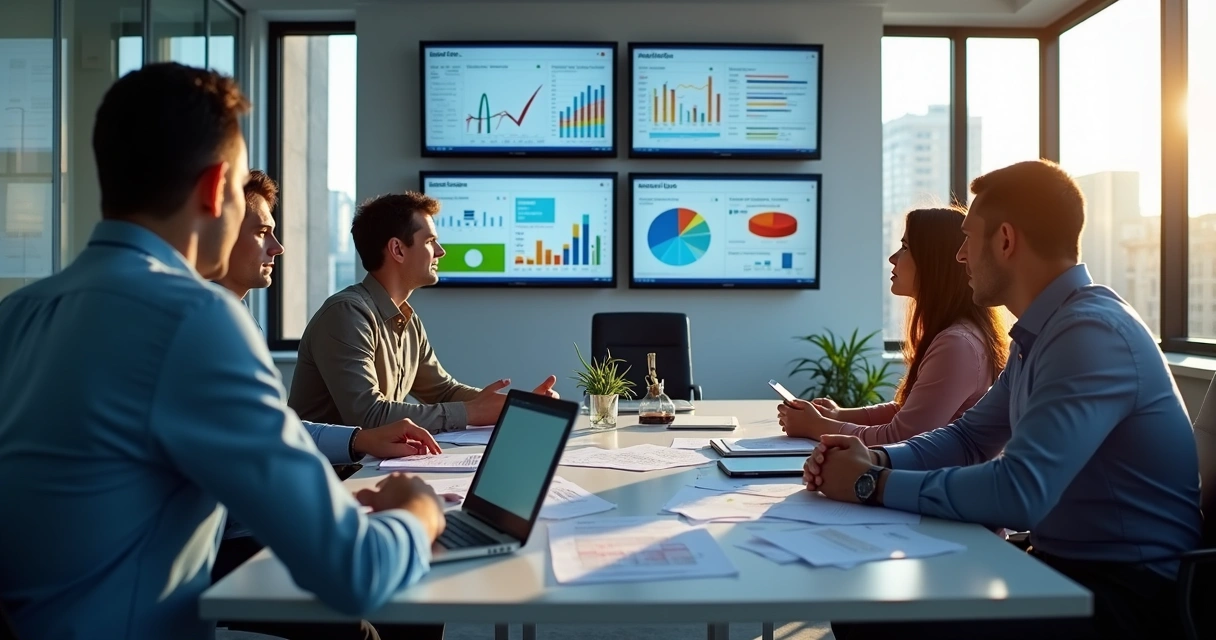 Computadores e tablets com gráficos fiscais coloridos 