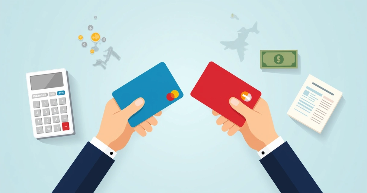 Duas mãos segurando cartões diferentes, representando conta pessoal e conta empresarial separadas