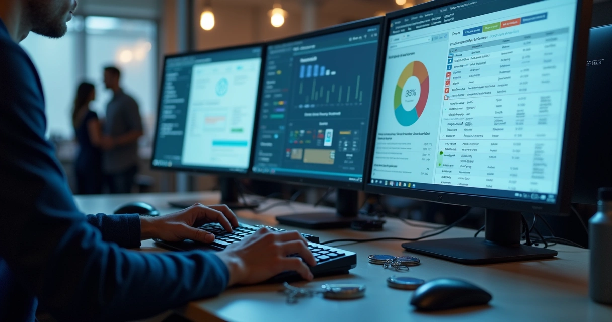 Tela de computador mostrando sistema de controle de acesso em nuvem 