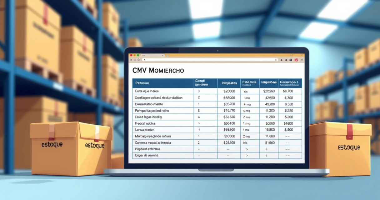 Planilha de controle de estoque e produtos em armazém digital 