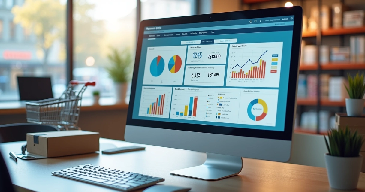 Tela de sistema ERP mostrando controle detalhado de kits no e-commerce com estoque unificado e vendas sincronizadas