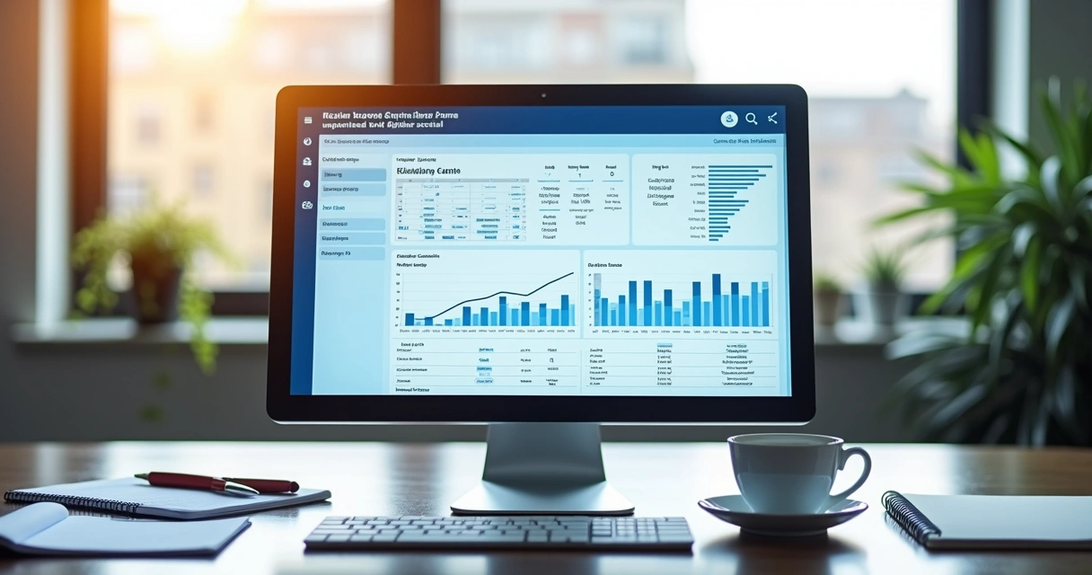 Computador com sistema de controle de ponto digital exibindo relatório de faltas injustificadas na tela 