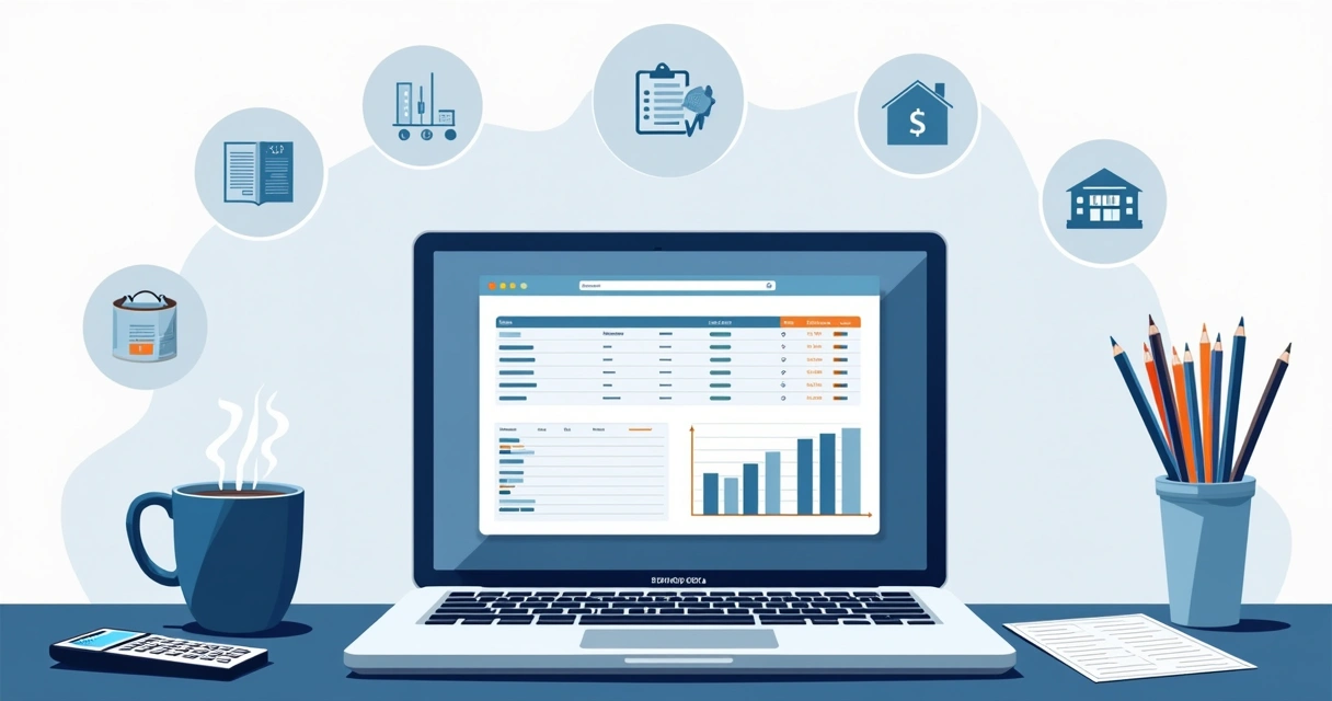 Controle financeiro com planilhas e computador