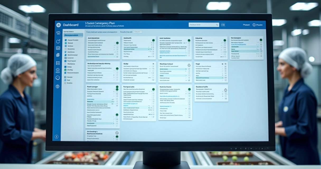 Tela de computador exibindo sistema digital de controle de falhas na indústria alimentícia 
