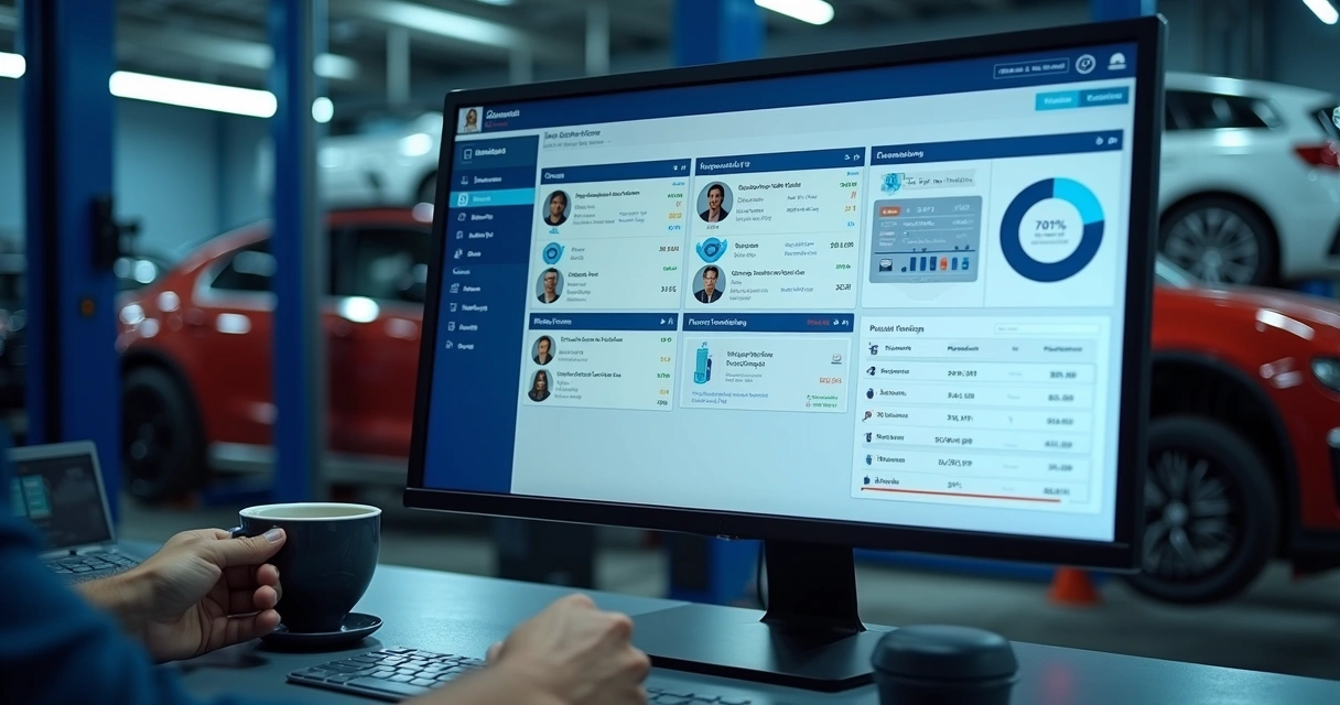 Tela de sistema digital de gestão de mecânicos mostrando colaboradores e custos 