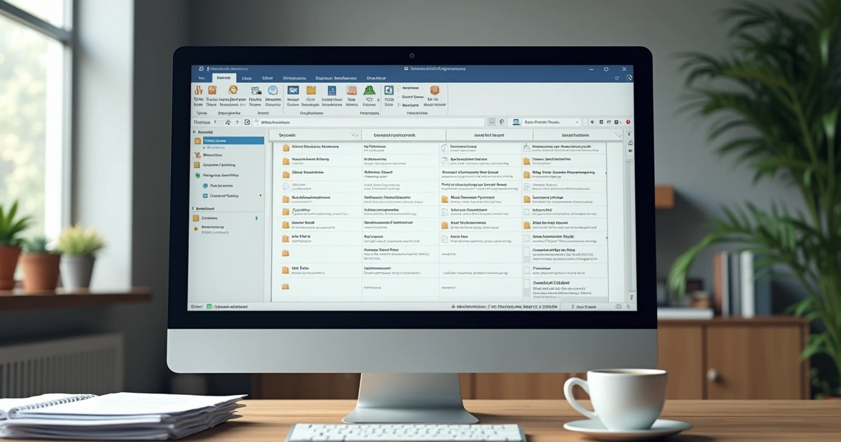 Interface de tela computador exibindo documentos digitais organizados 