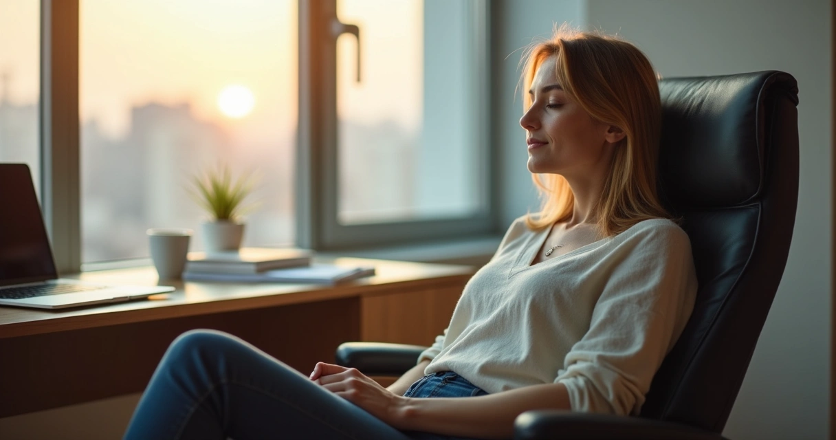 Pessoa refletindo em silêncio, com luz suave ao fundo