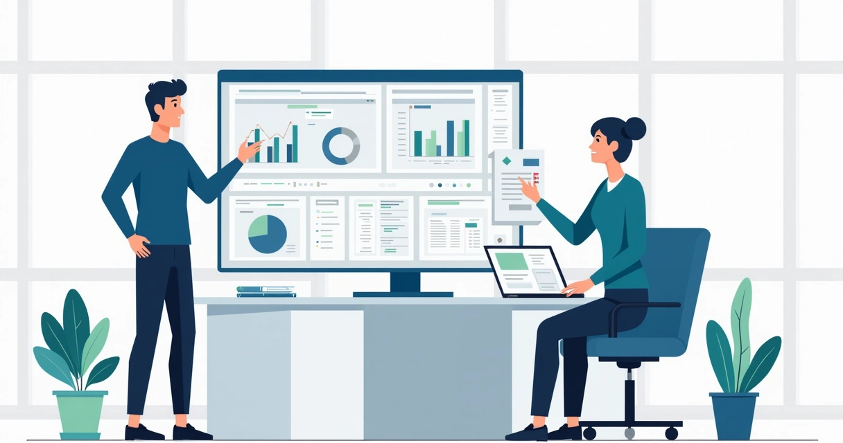 Equipe analisando sistema de estoque digital