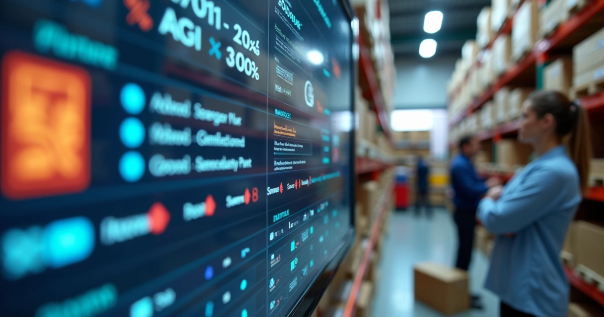 Interface digital de ERP gerenciando estoque de pequenas empresas 