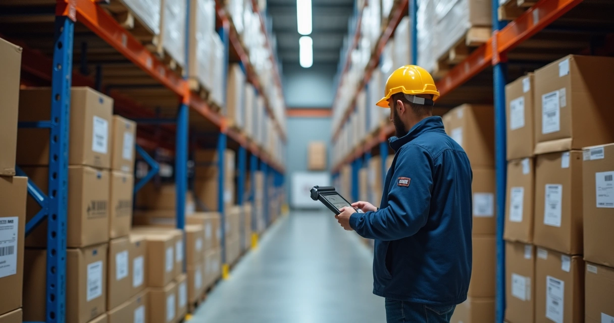 Controle de estoque industrial com operador e leitura digital