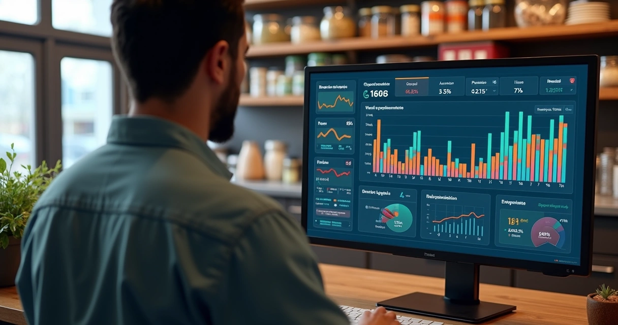 Tela de sistema mostrando controle de estoque de restaurante 