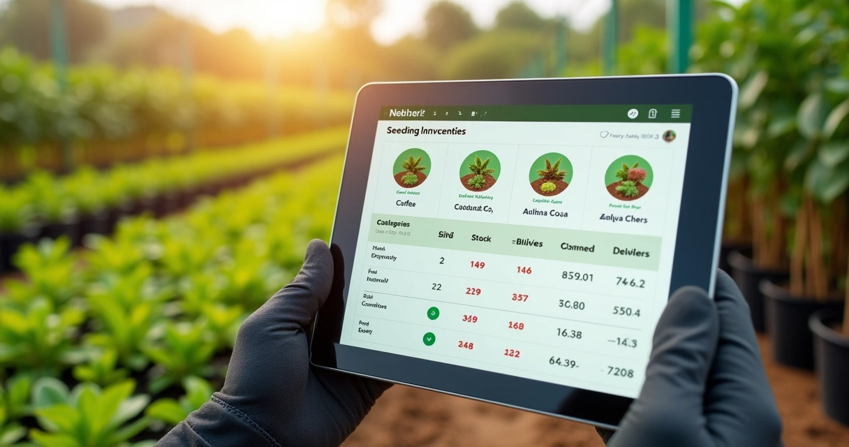 Painel digital de controle de estoque de mudas em viveiro 