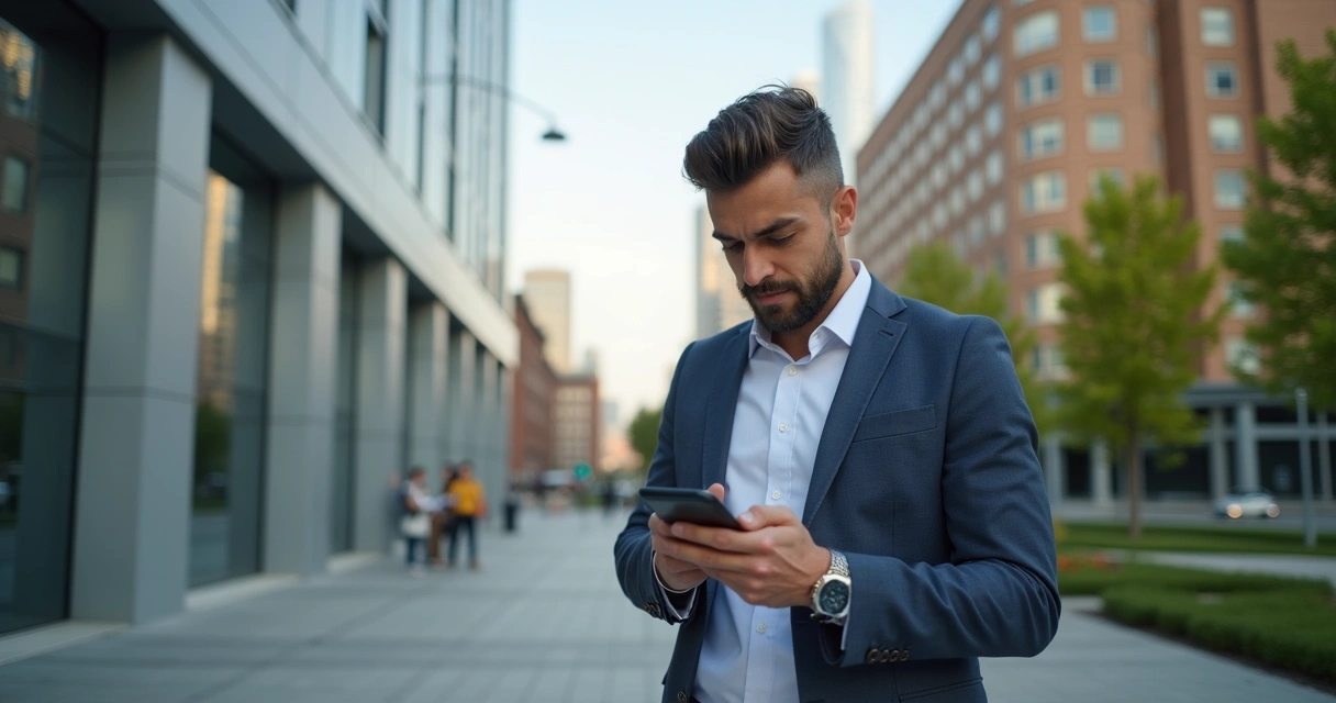 Colaborador usando aplicativo de ponto em ambiente externo 