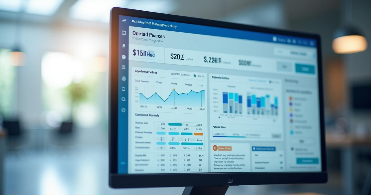 Tela de sistema odontológico com agenda, financeiro e prontuário integrados 