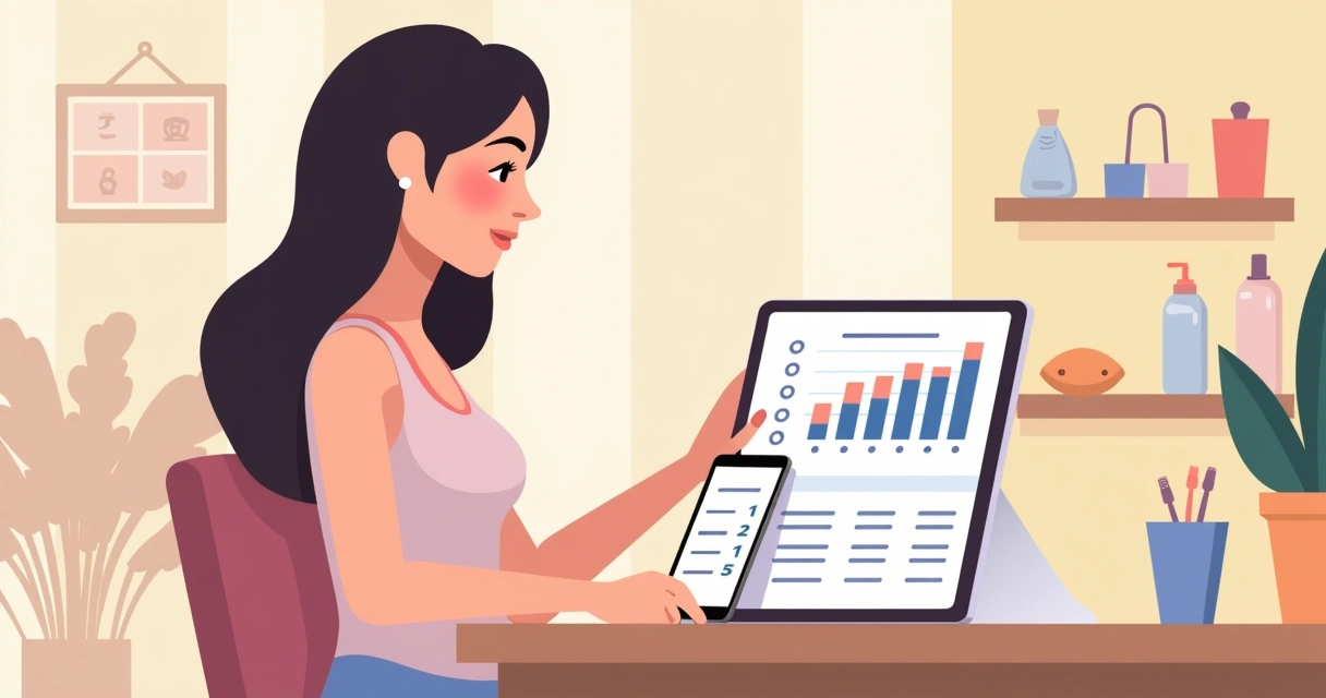Planilha digital aberta e celular ao lado, mostrando gráficos de receita e despesa 