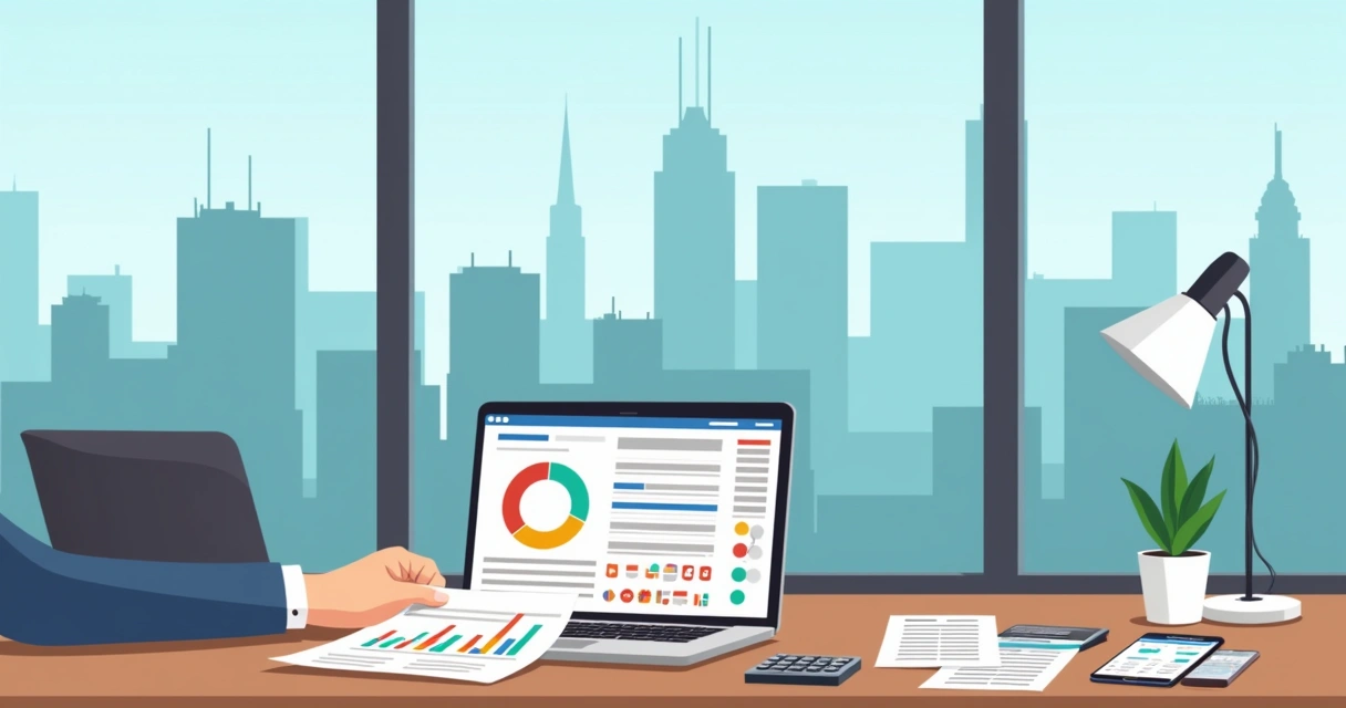 Pessoa organizando finanças empresariais em computador