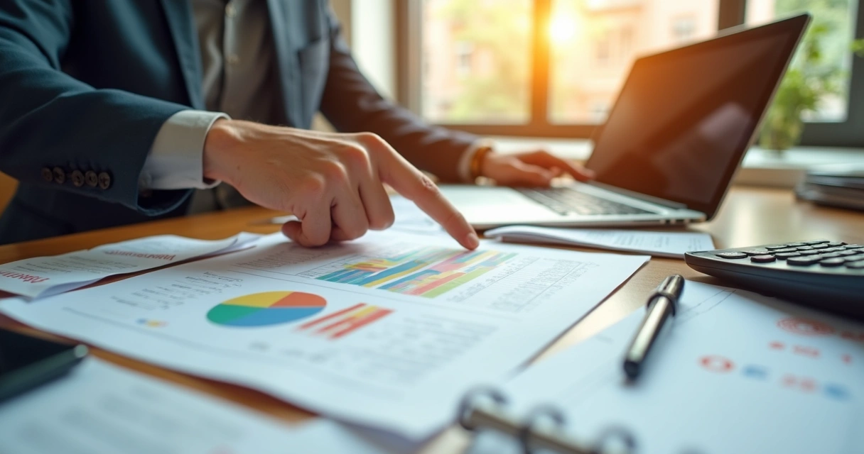 Planilha de fluxo de caixa em uma mesa de escritório 