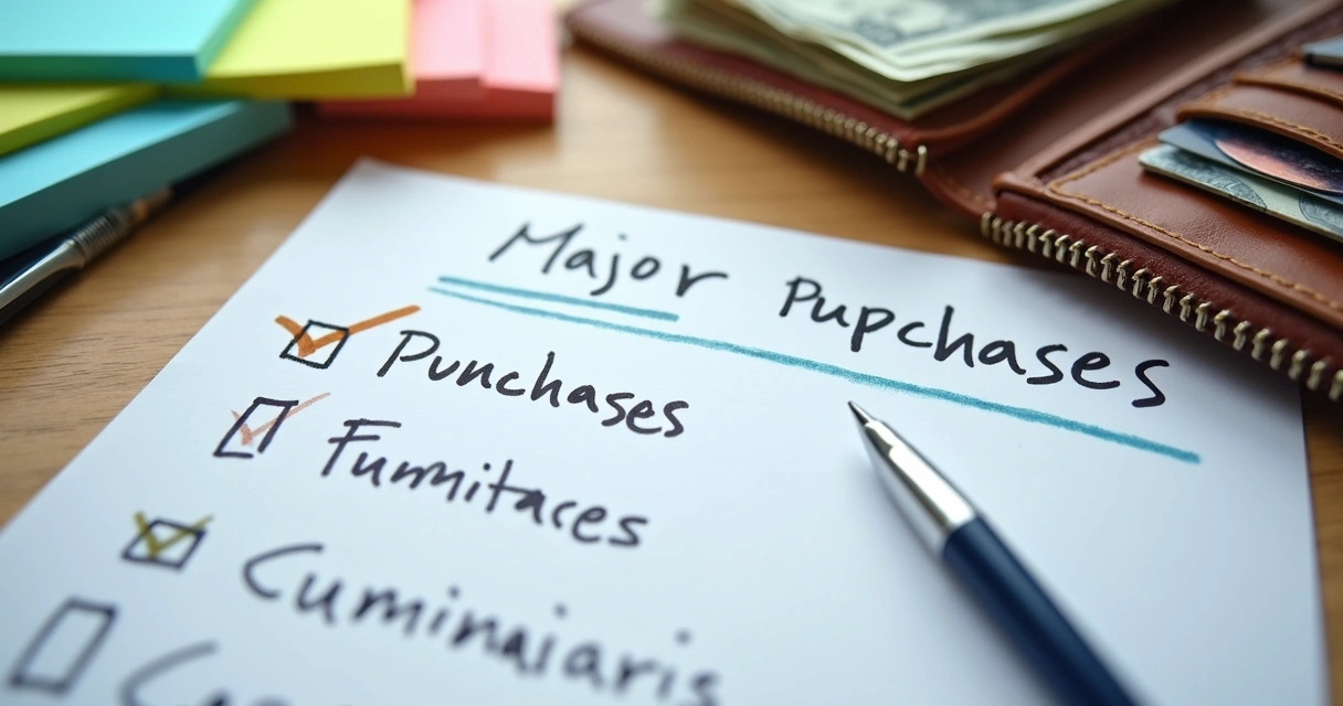 Pessoa marcando prioridade em lista de compras maior 