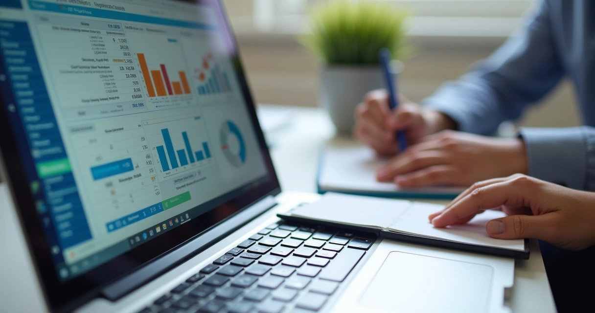 Planilha de controle financeiro pericial com gráficos e números em destaque 