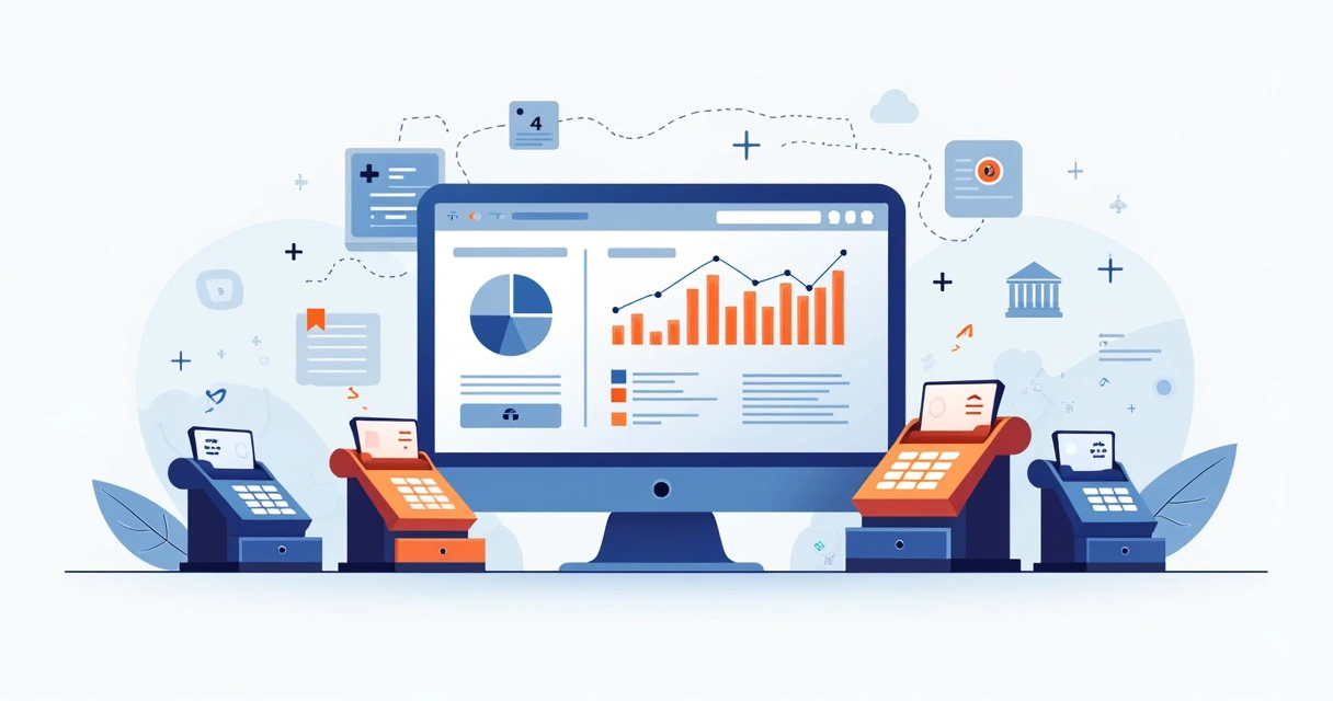 Gráfico financeiro de PME com caixas diferentes integrados em uma tela de sistema ERP 