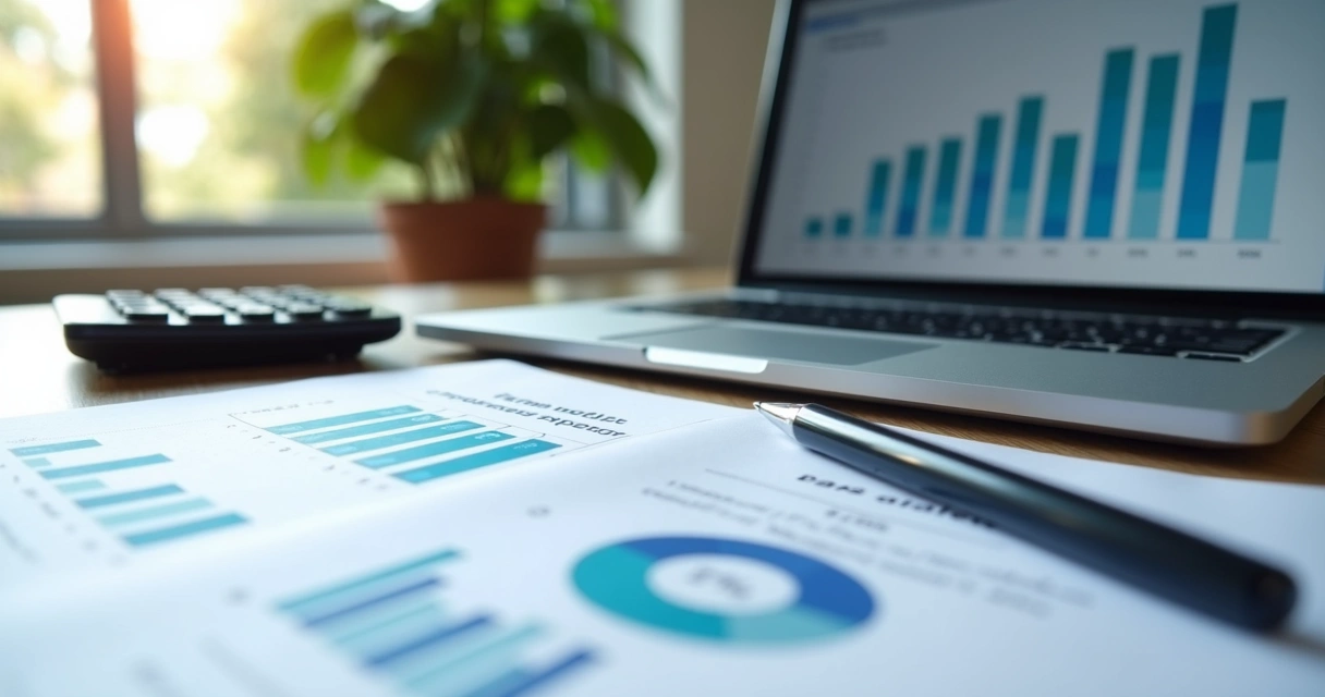 Demonstrativo financeiro mostrando gráficos de razão entre receita e despesa