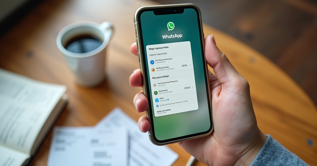 Pessoa usando o WhatsApp para anotar despesas no smartphone