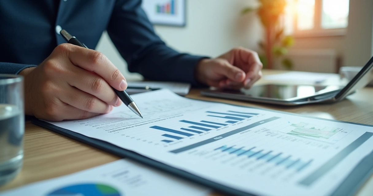 Gestor revisando fluxo de caixa da empresa 