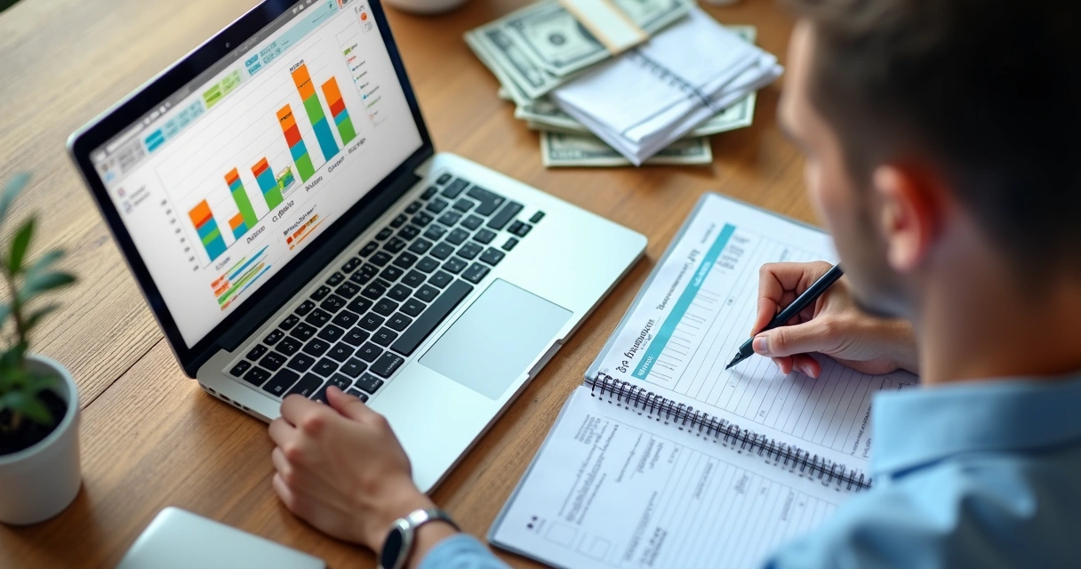 Gráfico de fluxo de caixa mostrando entradas e saídas de dinheiro 