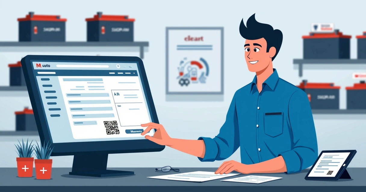 Registro de controle de garantia de baterias automotivas em computador