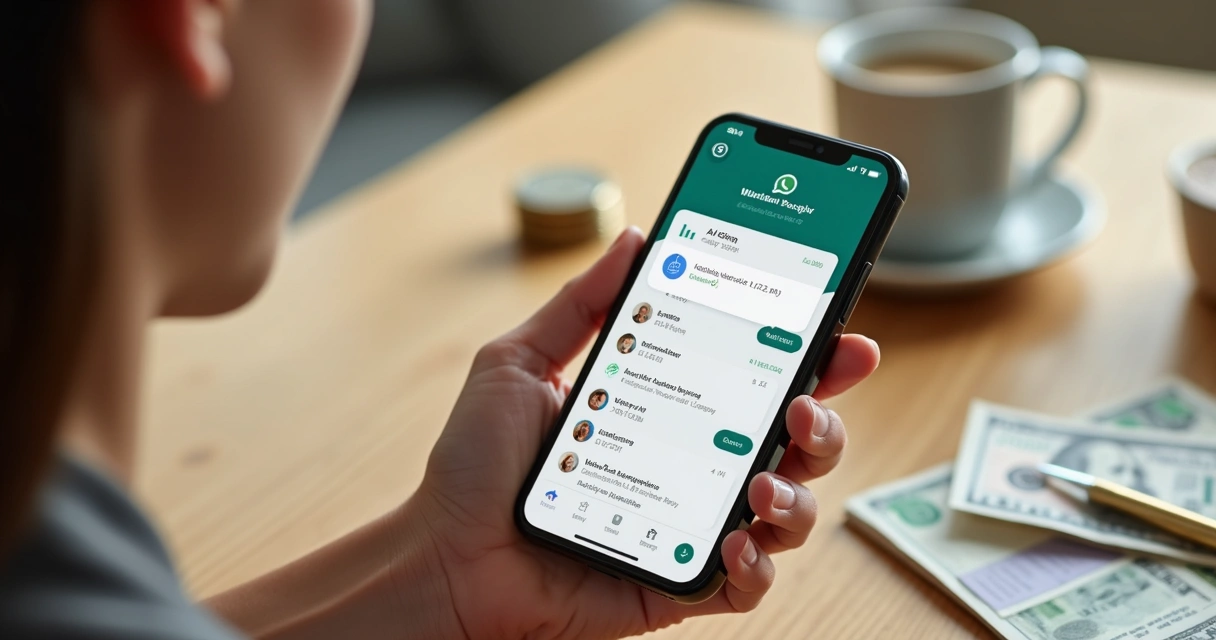 Pessoa usando WhatsApp para registrar despesas do mercado 