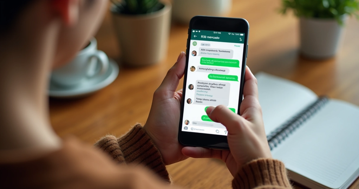 Pessoa usando WhatsApp para controlar despesas diárias 