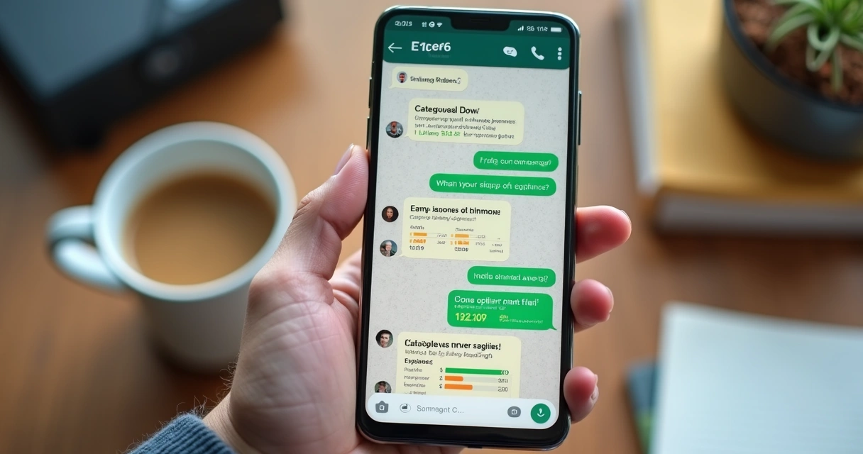 Tela de WhatsApp exibindo mensagem sobre relatório de gastos 