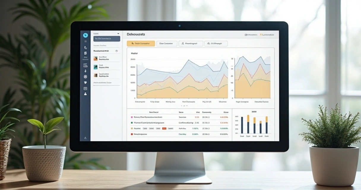 Painel digital mostrando redução da inadimplência de aluguel 