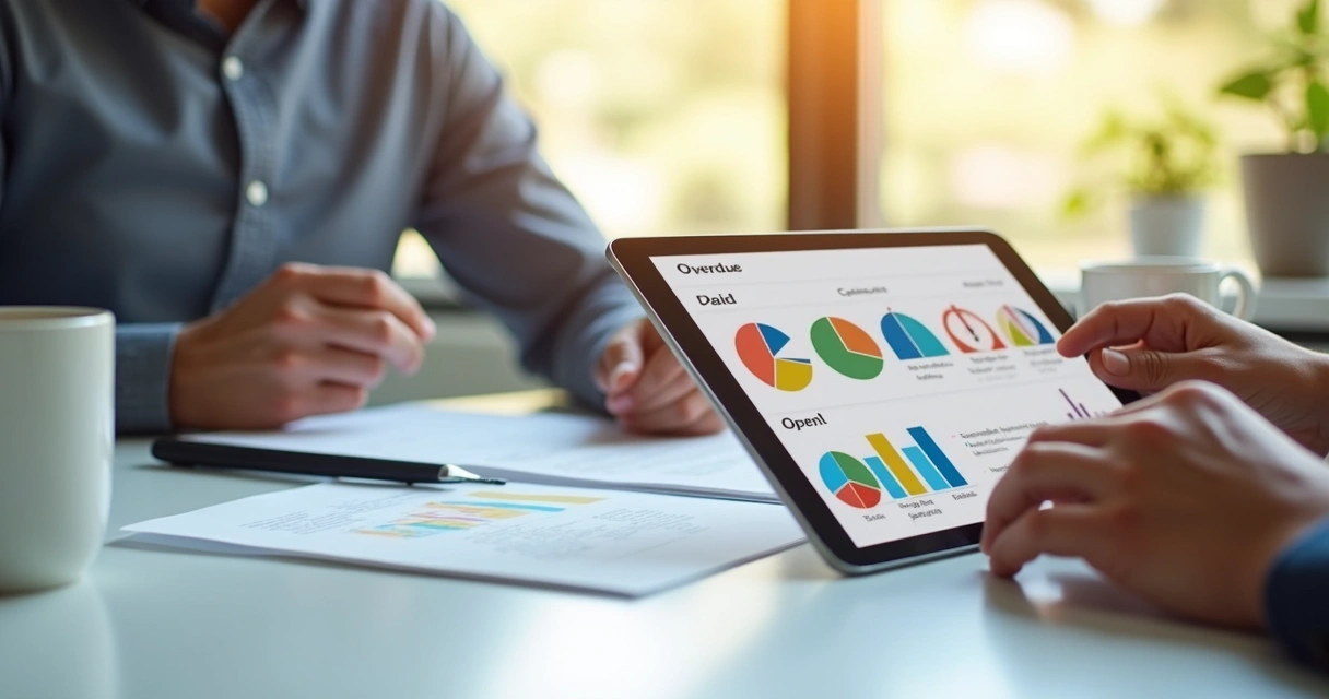 Controle de inadimplência com gráficos em tela digital 