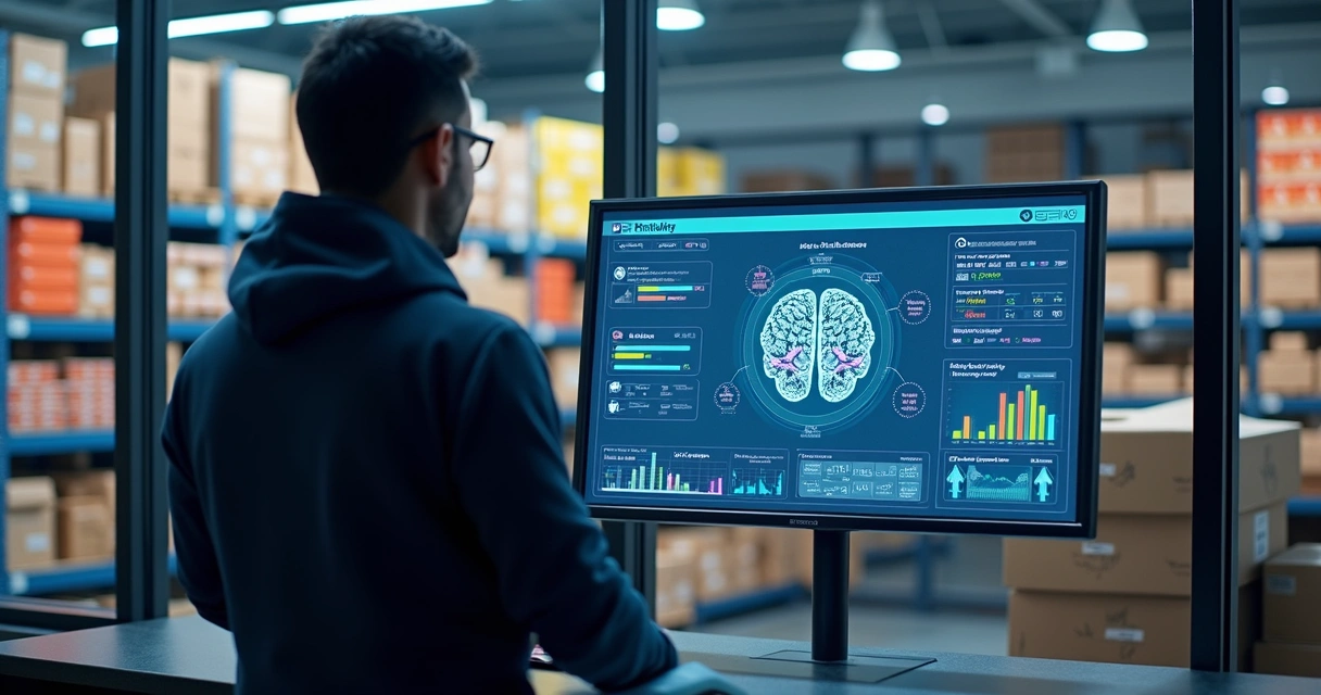 Painel digital mostra inteligência artificial controlando estoque de loja 