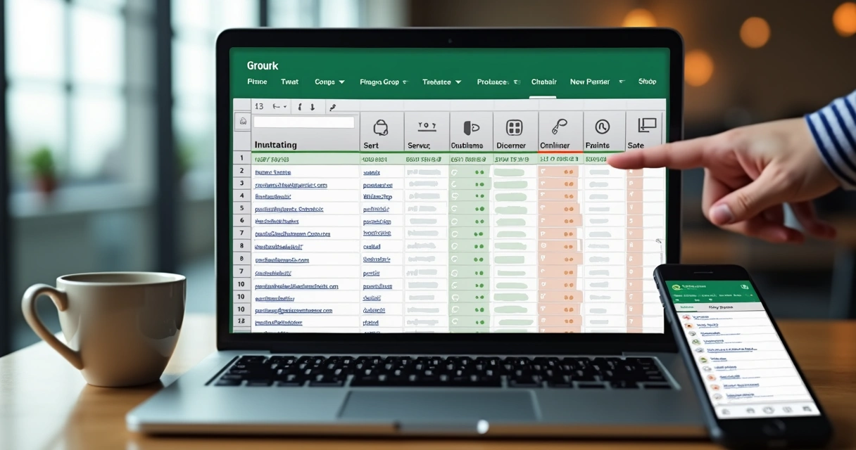 Planilha digital com lista de grupos e links controlados 