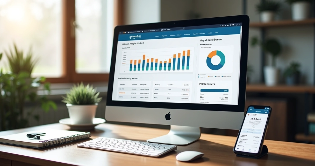 Painel de controle com relatório financeiro de vendas de marketplace