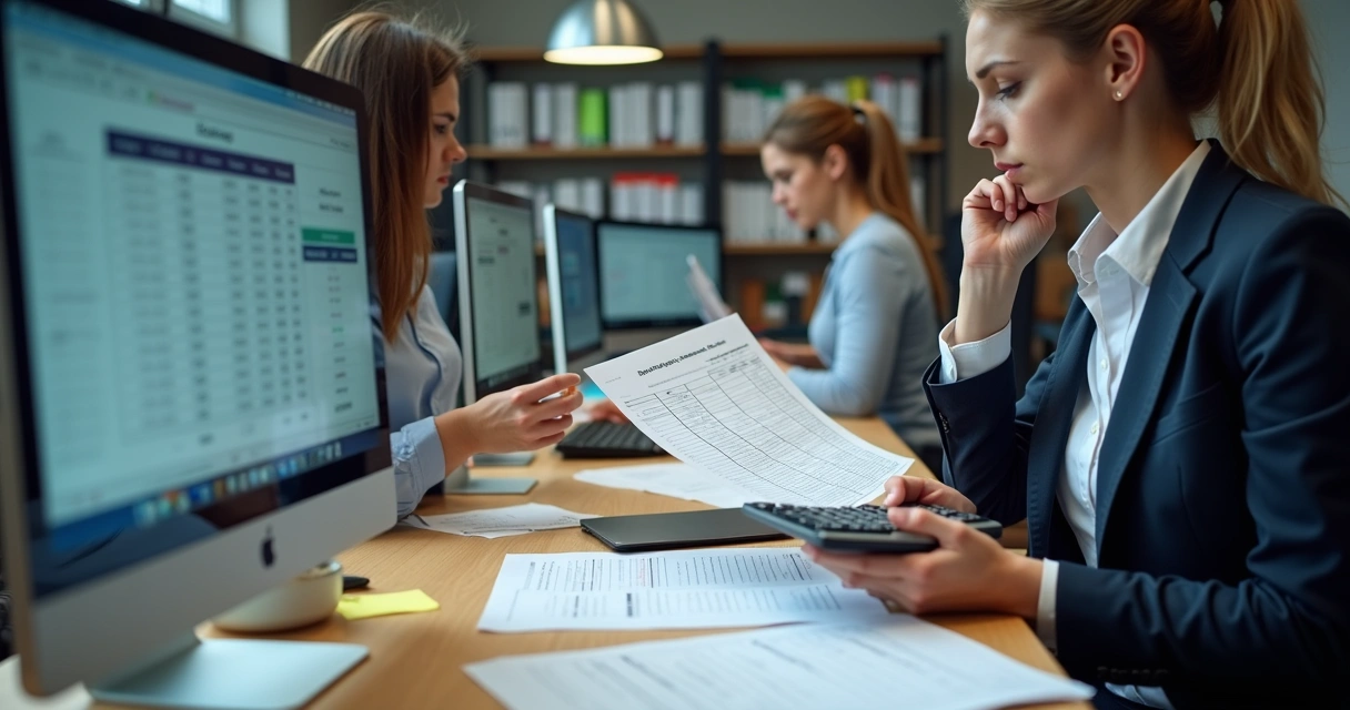 Pagamentos e conciliações bancárias feitos manualmente em um escritório empresarial 